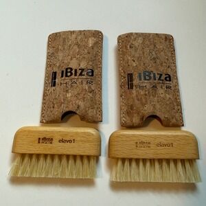 Ibiza Hair Elavo 1 Neck Duster Brush with Cork Sleeve Set of 2 Beechwood Handle
